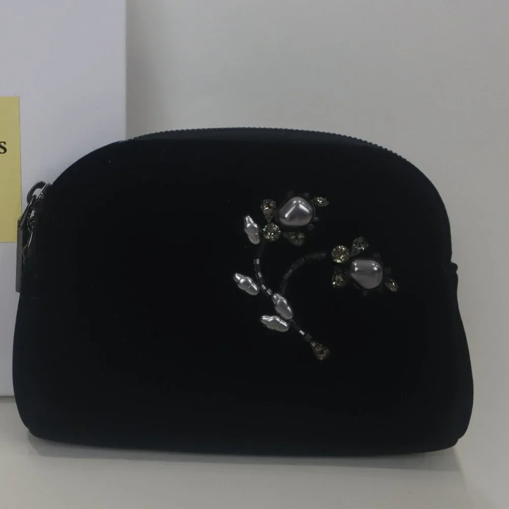 ❄️ Eric Javits Black Velvet Clutch Wristlet NIB Purse Evening Handbag Formal